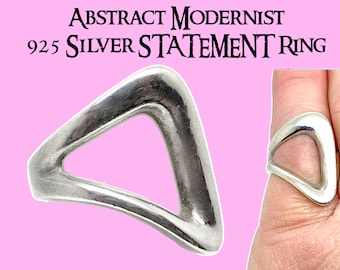 Abstract  Modernist 925 Silver Statement Ring