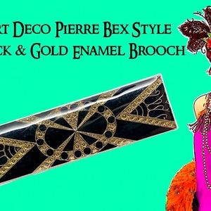 Art Deco Pierre Bex Style Blue & Gold Bar Brooch