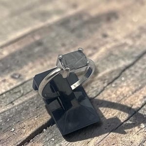 Gibeon Meteorite Ring – Sterling Silver 925, Widmanstätten Pattern Space Jewelry Size 7