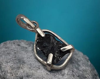 Sikhote-Alin Iron Meteorite Pendant: Sterling Silver Space Jewelry