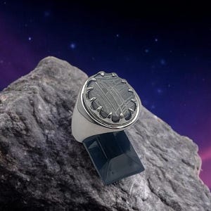Muonionalusta Meteorite Ring: Sterling Silver Space Jewelry, Size 9