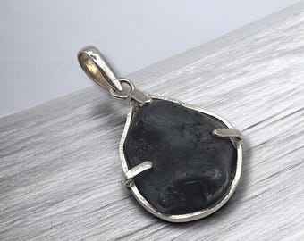 Sikhote-Alin Iron Meteorite Pendant: Sterling Silver Space Jewelry