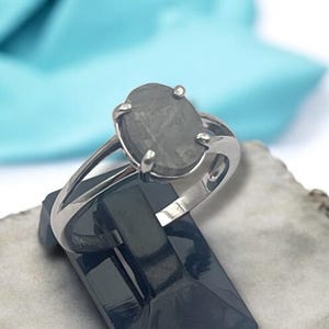 Gibeon Meteorite Ring – Sterling Silver 925, Widmanstätten Pattern Space Jewelry Size 7