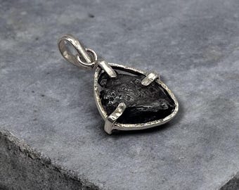 Sikhote-Alin Iron Meteorite Pendant: Sterling Silver Space Jewelry