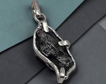 Sikhote-Alin Iron Meteorite Pendant: Sterling Silver Space Jewelry