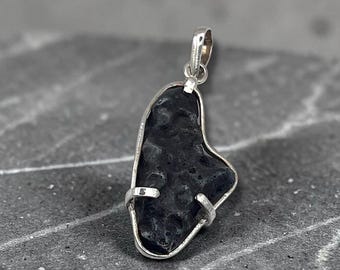 Sikhote-Alin Iron Meteorite Pendant: Sterling Silver Space Jewelry
