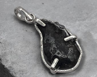 Sikhote-Alin Iron Meteorite Pendant: Sterling Silver Space Jewelry