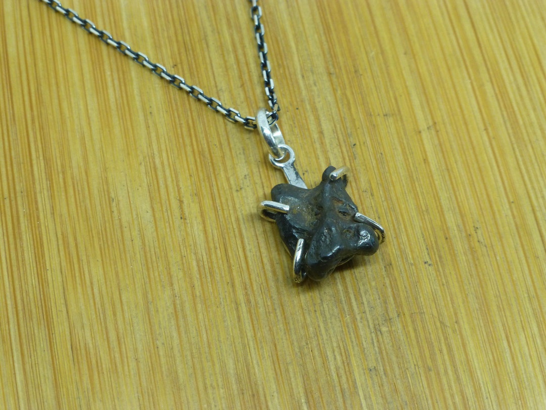 セリコパラサイト隕石シルバーペンダント：希少な宇宙ジュエリー