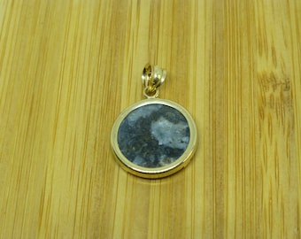 NWA 15368 Lunar Meteorite Pendant: 14k Gold Moon Rock Jewelry