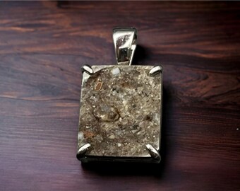 NWA 16531 Genuine Lunar Meteorite Silver pendant / Moon pendant/ Moon Rock /  meteorite jewelry / Rock from Space / moon jewelry