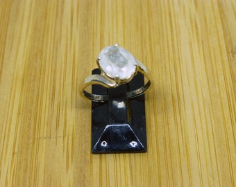 Libyan Desert Glass Ring: Faceted Meteorite, Sterling Silver, Size 5.75