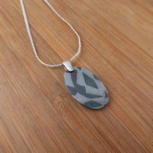 Gibeon Iron Meteorite Damascus Silver Pendant Meteorite Jewelry / space rocks/ meteor jewelry  6th anniversary gift