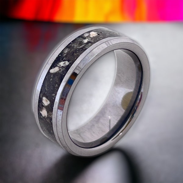 Genuine Lunar Meteorite Ring / Moon Ring/ Lunar Rock / Rocks from space/ Meteorite jewelry/ engagement ring/ Wedding Ring / Meteor/ Tungsten