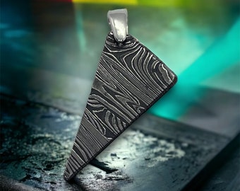 Gibeon Meteorite Damascus Pendant: Sterling Silver Space Jewelry