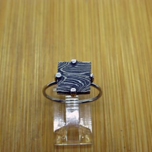 Gibeon Iron Meteorite Damascus silver ring Meteorite Jewelry / space rocks/ meteor jewelry  6th anniversary gift