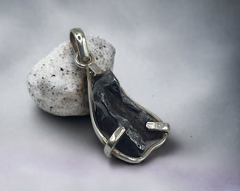 Sikhote-Alin Iron Meteorite Pendant: Sterling Silver Space Jewelry