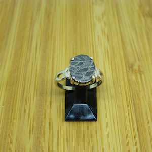 Gibeon Iron Meteorite Damascus silver ring Meteorite Jewelry / space rocks/ meteor jewelry  6th anniversary gift