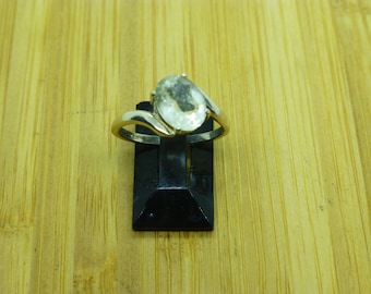 Libyan Desert Glass Ring: Faceted Meteorite, Sterling Silver, Size 6.5