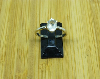 Libyan Desert Glass Ring: Faceted Meteorite, Sterling Silver, Size 6.5