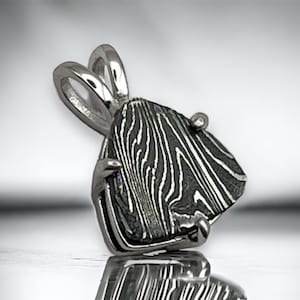 Gibeon Iron Meteorite Damascus Silver Pendant Meteorite Jewelry / space rocks/ meteor jewelry  6th anniversary gift