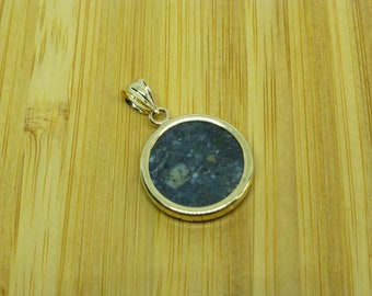 Genuine Lunar Meteorite Pendant: 14k Gold Moon Rock Jewelry