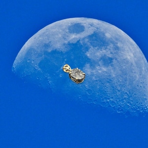Genuine Lunar Meteorite Pendant: 14k Gold Moon Rock Jewelry