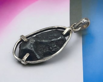 Sikhote-Alin Iron Meteorite Pendant: Sterling Silver Space Jewelry