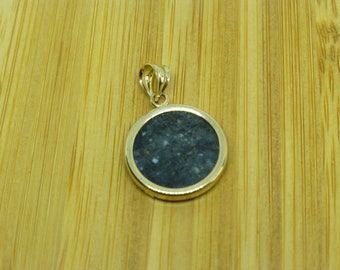 Genuine Lunar Meteorite Pendant: 14k Gold Moon Rock Jewelry