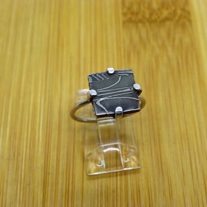 Gibeon Iron Meteorite Damascus silver ring Meteorite Jewelry / space rocks/ meteor jewelry  6th anniversary gift