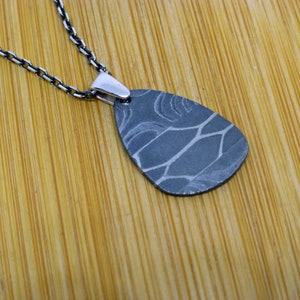 Gibeon Iron Meteorite Damascus Silver Pendant Meteorite Jewelry / space rocks/ meteor jewelry  6th anniversary gift