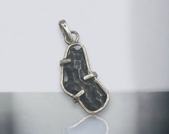 Sikhote-Alin Iron Meteorite Pendant: Sterling Silver Space Jewelry