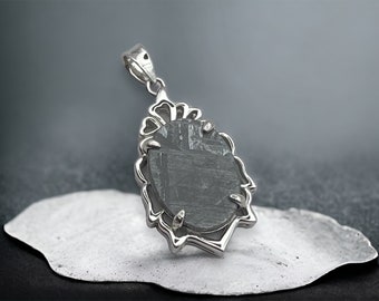 Gibeon Iron Meteorite Silver Pendant Meteorite Jewelry / space rocks/ meteor jewelry  6th anniversary gift