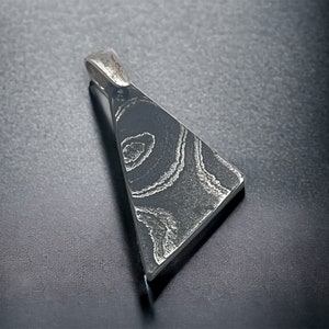 Gibeon Iron Meteorite Damascus Silver Pendant Meteorite Jewelry / space rocks/ meteor jewelry  6th anniversary gift