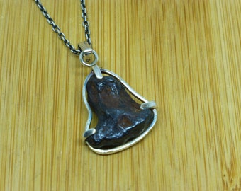 Sericho Pallasite Meteorite Silver Pendant: Rare Space Jewelry