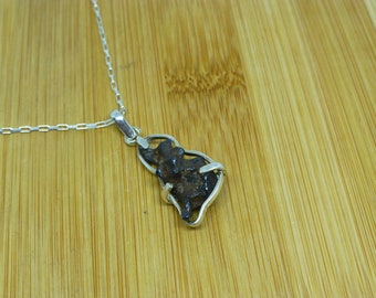 Sericho Pallasite Meteorite Silver Pendant: Rare Space Jewelry