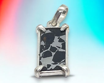 Seymchan Stony Iron Pallasite Meteorite silver pendant