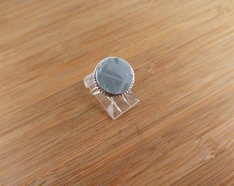 Muonionalusta Meteorite Ring: Sterling Silver Space Jewelry, Size 7