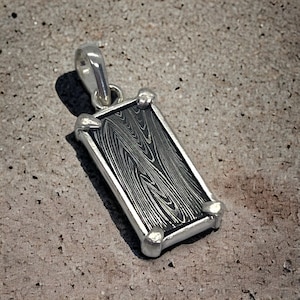 Gibeon Iron Meteorite Damascus Silver Pendant Meteorite Jewelry / space rocks/ meteor jewelry  6th anniversary gift