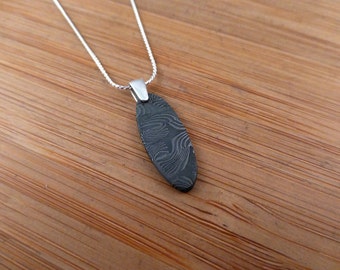 Gibeon Meteorite Damascus Pendant: Sterling Silver Bail, Space Jewelry