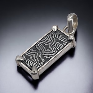 Gibeon Iron Meteorite Damascus Silver Pendant Meteorite Jewelry / space rocks/ meteor jewelry  6th anniversary gift