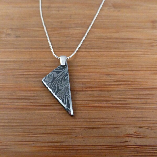 Gibeon Iron Meteorite Damascus Silver Pendant