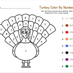 バーズ ターキー: 数字で色を塗る