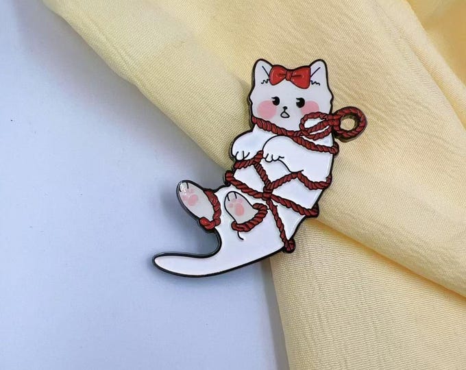 Shibari Bunny Brooch| Fox Badge| Bondage Brooch| Gift for Sub, Sub