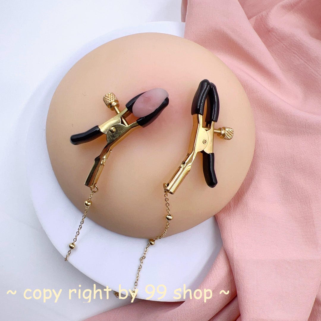 Chained Naked Nipple ClampsNon Piercing Nipple Clip BDSM Play Clamps, Nipple Torture Steel