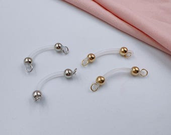 Pair of non piercing nipple jewelry| Fake Nipple Piercings| Adjustable Nipple Nooses for Daily Wear| Fake Barbells Stainless steel/ CCB bead