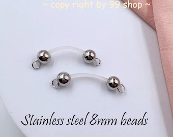 Pair of Fake Barbells Stainless steel beads 8mm/6mm| Fake Nipple Piercings non piercing nipple jewelry, Adjustable Nipple Nooses daily wear