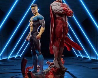 Omniman & Invincible Fanart STL Statue | Superhero Diorama (Digital Download)