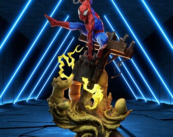 Spider-Man Fanart STL Statue | 1/6 Scale Electro-Battle Base (3D Print File)