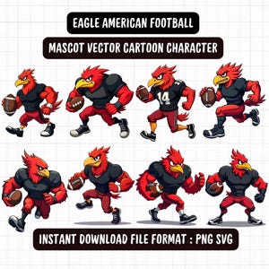 American Football Eagle Mascot Vector | Cartoon Illustration for Sports Teams & Merchandise - PNG and SVG Format - Instant Download