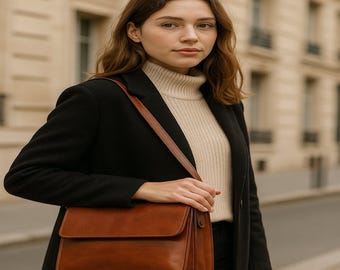 Elegant Full Grain Leather Shoulder Bag - Spacious, Secure And Luxurious for Everyday Use